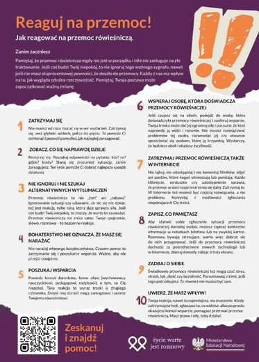 Plakat informujący o przeciwdziałaniu przemocy r&oacute;wieśniczej
