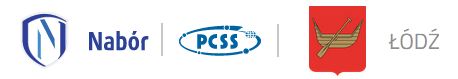 Logo firmy obsługującej system naboru elektronicznego do szkół ponadpodstawowych w Łodzi i logo miasta Łodzi