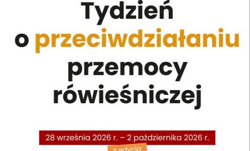 Plakat informujący o przeciwdziałaniu przemocy rówieśniczej